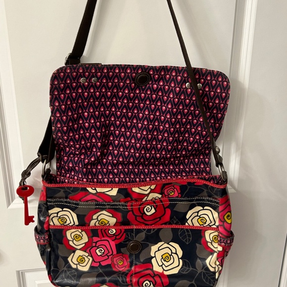FOSSIL FLORAL SATCHEL SHOULDER BAG - Picture 4 of 11